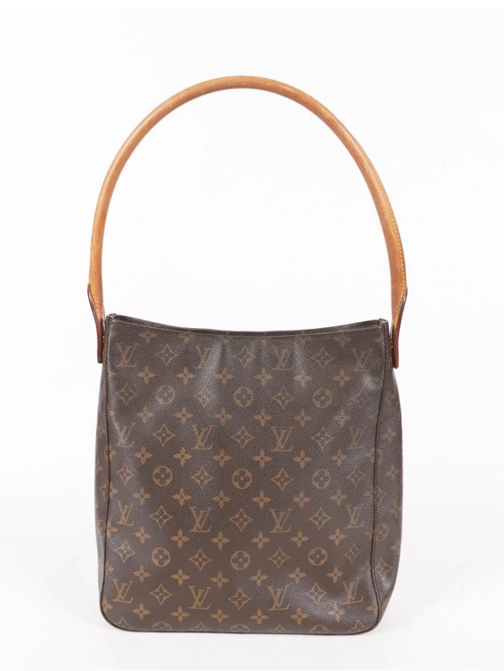 Louis Vuitton Brown Monogram Shoulder Bag with Tan Strap